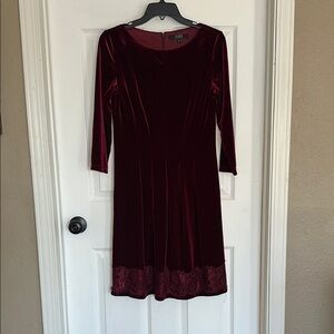 Burgundy Velvet Dress by Alex Marie